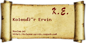 Kolesár Ervin névjegykártya